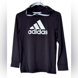 adidas Boys Pullover Poly Hoodie Black Light-Weight Size Medium 10/12